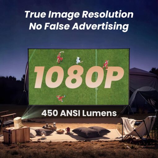 [JBL 2*8W Speakers & Built-in Battery] Yaber T2 Outdoor Projector with WiFi 6 and Bluetooth, Native 1080P Smart Portable Projector for Inside Outside, Compatible w TV Dongle(Not included)(Smile Face) - Image 6