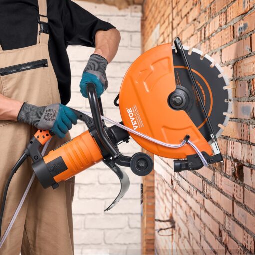 VEVOR Electric Concrete Saw, 14 in Circular Saw Cutter with 5 in Cutting Depth, Wet/Dry Disk Saw Cutter Includes Water Line, Pump and Blade, for Stone, Brick, Porcelain, Concrete, 2600W/15A Motor - Image 3