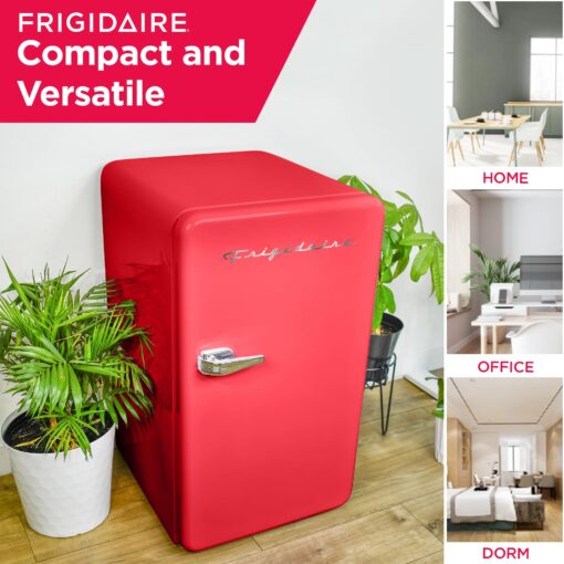 Frigidaire Retro Compact Refrigerator with Chiller, 3.2 cu ft Countertop Fridge, Built-In Bottle Opener, Rounded Corners, Premium, for Office, Bedroom, Dorm Room, Cabin, 18.5D x 20W x 31.5H (Red) - Image 4
