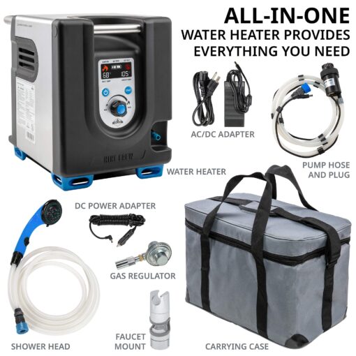 Hike Crew Portable Propane Water Heater & Shower Pump w/Built-in Battery | Compact Outdoor Cleaning & Showering System w/LCD, Safety Shutoff & Carry Case, Instant Hot Water for Camping & Hiking - Image 7