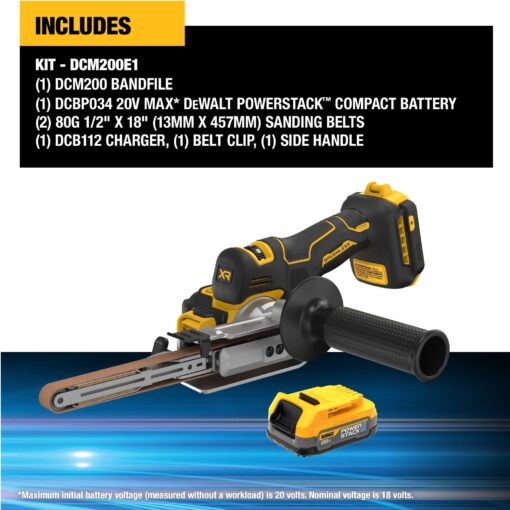 DEWALT 20V MAX XTREME Cordless Bandfile Power Tool Belt Sander Kit with Battery and Charger Included (DCM200E1) - Image 7