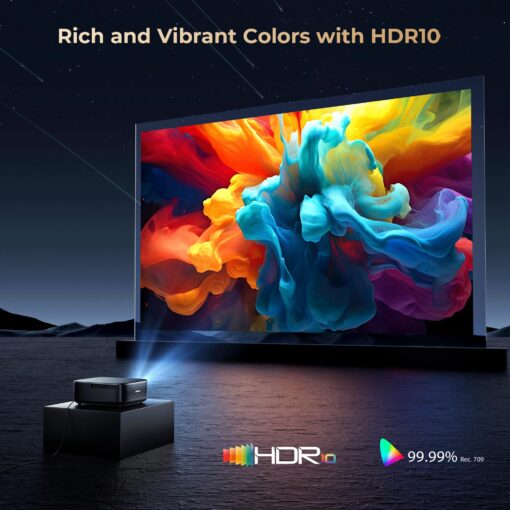 [1000 ANSI & Audio by DBX-TV] Alvar 4K Projector with WiFi 6 and Bluetooth, 30W Speakers, Netflix Certified & DoIby Audio Outdoor Proyector, Auto Focus Native 1080P Smart Projector, Black - Image 5