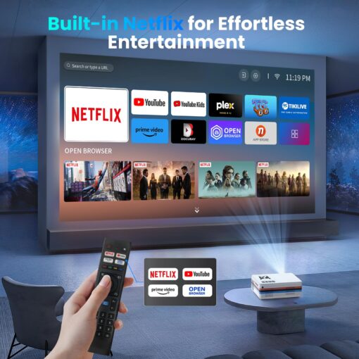 [Netflix Officially/Dolby Audio] FUDONI Smart Projector with WiFi and Bluetooth 4K, Auto Keystone& Electric Focus, 800ANSI Outdoor Projector with Apps, Built-in Netflix/YouTube/Prime Video - Image 9