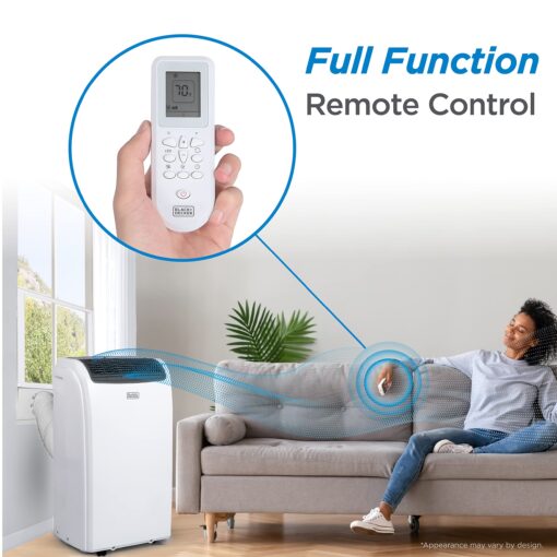 BLACK+DECKER Smart Portable Air Conditioner with Heat, 12,000 BTU ASHRAE 128 (8,000 BTU DOE) Cooling, 9,000 BTU Heating for Rooms up to 550 Sq. Ft., Follow Me Remote, BPACT12HWT, White - Image 7