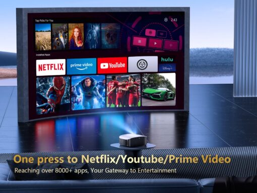 GooDee Smart 4K Projector with 5G WIFI and Bluetooth, Netflix/Amazn Prime Video Certified, Dolby Audio, 800ANSI Outdoor Projector, 400" Zoom Home Theater Projector Compatible with TV Stick,iOS,Android - Image 3