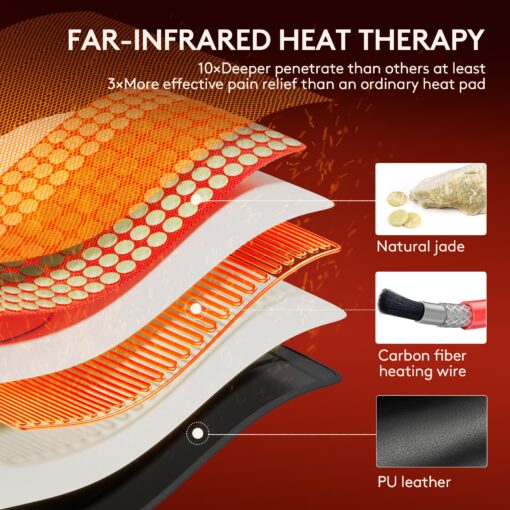 UTK Far Infrared Heating Pad for Back, Full Back Infrared Heating Pad, Weight Heating pad with132 Jade & 54 Tourmaline Stones,160 Watt Fast Heat Up, Larger Size:21x38 Inches - Image 9