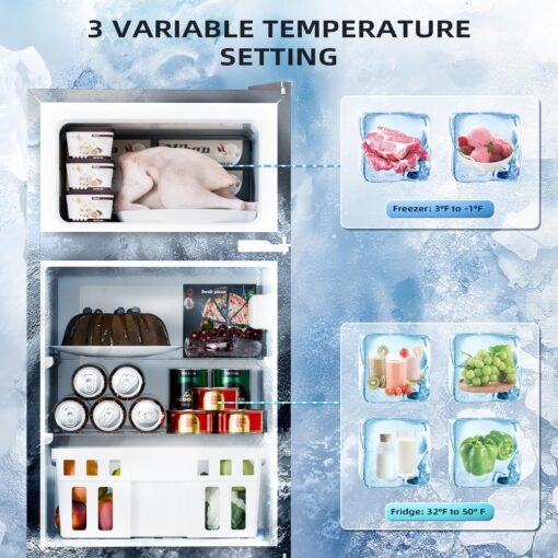 Antarctic Star 3.2 Cu.Ft,Mini Refrigerator with Freezer,Double Door Mini Fridge,Compact Refrigerator,Adjustable Thermostat,Mini Refrigerator for Bedroom/Office/Dorm/Kitchen(BLACK) - Image 7