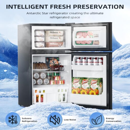 Antarctic Star 3.2 Cu.Ft,Mini Refrigerator with Freezer,Double Door Mini Fridge,Compact Refrigerator,Adjustable Thermostat,Mini Refrigerator for Bedroom/Office/Dorm/Kitchen(BLACK) - Image 8
