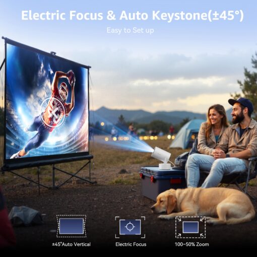 Polocsh Mini Projector, Rechargeable Portable Outdoor Smart Projector with 4K Support, Auto Keystone, Android 11 Small Projector with WiFi and Bluetooth, Electric Focus Home Theater for iphone - Image 7