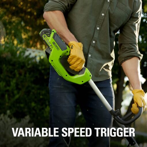 Greenworks ST40B410 Cordless String, 12" Trimmer (4.0Ah), Green & Black - Image 6