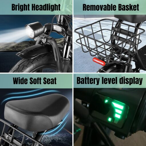 Caroma 560W Peak Electric Scooters for Adults, 14" Fat Tire, 188Wh Battery, 15 Miles Range, 20MPH Top Speed, Foldable Electric Scooter with Seat, Dual Shock Absorbing Electric Bike for Commuting - Image 2