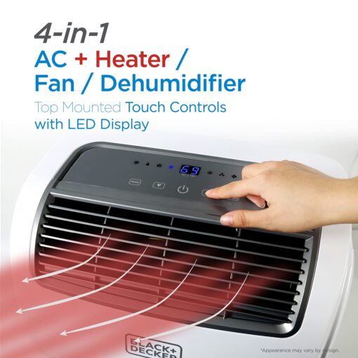 BLACK+DECKER Smart Portable Air Conditioner with Heat, 12,000 BTU ASHRAE 128 (8,000 BTU DOE) Cooling, 9,000 BTU Heating for Rooms up to 550 Sq. Ft., Follow Me Remote, BPACT12HWT, White - Image 6