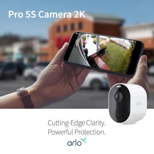 Arlo Pro 5S 2K Spotlight Camera - Wireless Home Security Camera with Spotlight, Color Night Vision, Dual-Band Wi-Fi & 2-Way Audio - White, 3 Pack, VMC4360P - Image 2