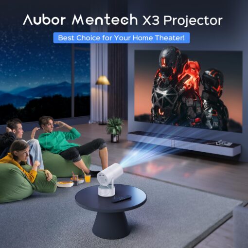 Mini Projector with WiFi and Bluetooth, 4K Decoding, 1080P Supported, 270 Rotatable, 150'' Screen, Auto Keystone, Home & Outdoor, Portable, Smart Projector, White - Image 3
