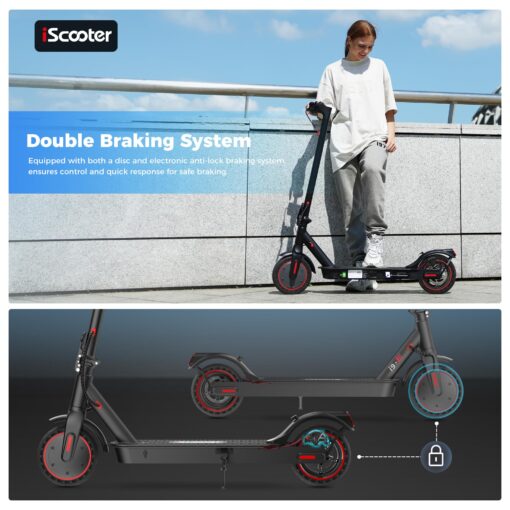 iScooter i9 Electric Scooter Adults and Teenages, 19 MPH, 18 Miles Range, 8.5'' Solid Tires, 350W Foldable and Cruise Control Escooter with Double Braking System and APP - Image 3