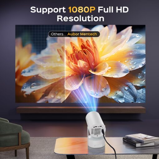 Mini Projector with WiFi and Bluetooth, 4K Decoding, 1080P Supported, 270 Rotatable, 150'' Screen, Auto Keystone, Home & Outdoor, Portable, Smart Projector, White - Image 7