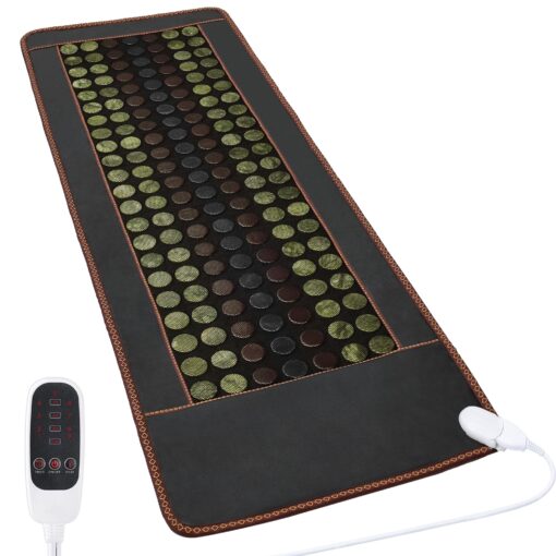 FENCHOLIST Far Infrared Heating Pad, Natural Jade and 2 Different Tourmaline Large Heating Pad, Electric Heating Pads for Back Abdomen, Auto Shut Off Function, 72" X 24"