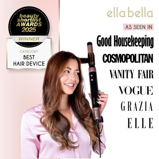 ELLA BELLA® 6 in 1 Professional Hot Air Styler • Powerful Hair Dryer & Straightener Set • Styling Without Heat Damage • Fast Drying Curling Volumizing Straightening • Includes Protective Travel Case - Image 8