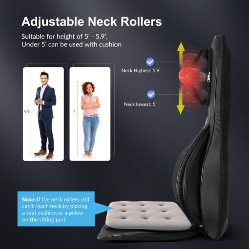 COMFIER Neck Back Massager with Heat, Shiatsu Massage Chair Pad 2D/3D Kneading & Compression Massager, Full Body for and Back,Shoulder,Thighs,Gifts Mom,Dad, Black, 1.0 Count - Image 4