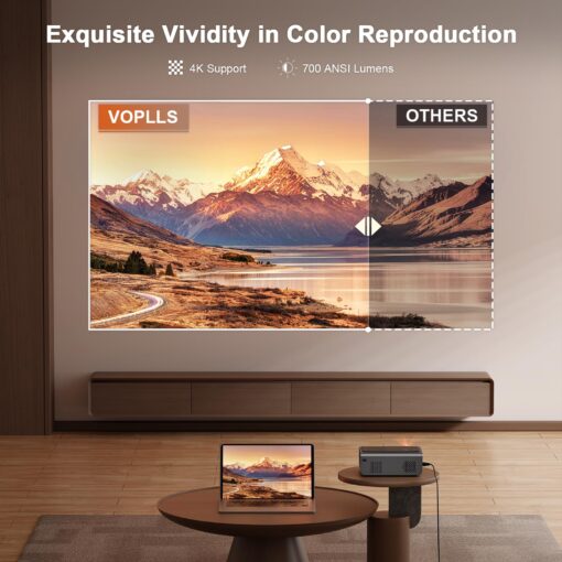 [Netflix Official & Auto Focus/Keystone] Smart Projector with WiFi and Bluetooth, VOPLLS 700ANSI Native 1080P Outdoor Projector, 50% Zoom Home Theater Movie Projector for Bedroom/iOS/Android - Image 5