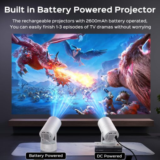 Mini Projector with WiFi and Bluetooth, 4K Decoding, 1080P Supported, 270 Rotatable, 150'' Screen, Auto Keystone, Home & Outdoor, Portable, Smart Projector, White - Image 8