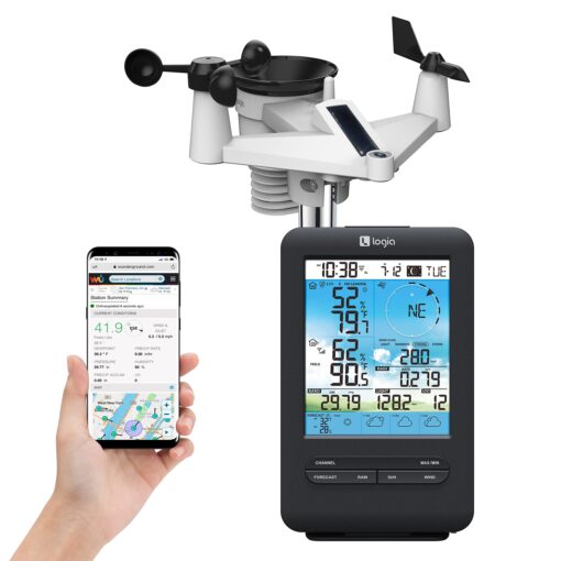 Logia 18-in-1 Wireless Weather Station with 7-in-1 Solar Sensor Array & 4-Day Forecast, Wi-Fi & Large Color Display, Wind Speed/Direction, Rainfall, UV Index, Light Intensity, Temperature & Humidity