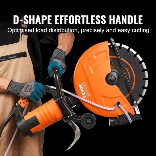 VEVOR Electric Concrete Saw, 14 in Circular Saw Cutter with 5 in Cutting Depth, Wet/Dry Disk Saw Cutter Includes Water Line, Pump and Blade, for Stone, Brick, Porcelain, Concrete, 2600W/15A Motor - Image 5