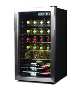BLACK+DECKER 26 Bottle Wine Fridge with Interior Light and Mechanical Temperature Control, Compressor Cooling Wine Cooler Refrigerator with 4 Wine Racks and 1 Flat Shelf,Fridge with Bottom Compartment