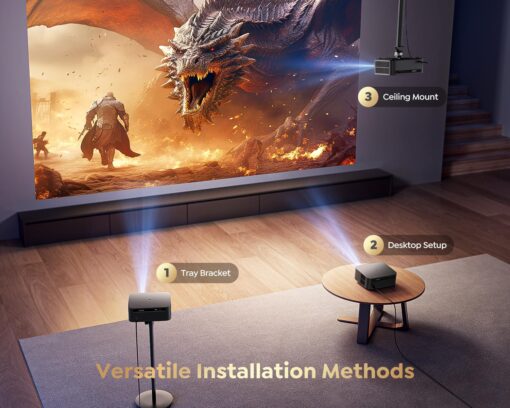 [1000 ANSI/Google TV/Voice Control]Smart Projector with WiFi 6 and Bluetooth, Netflix-Licensed 4K Support, Outdoor Movie Proyector, 1080P Home Ceiling Auto Focus Projector, PUTRIMS K12 Gray - Image 3