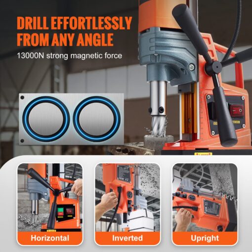 VEVOR Mag Drill Press, 1300W 1.57" Boring Diameter, 2922lbf Power Portable Magnetic Drill, 810 PRM, Electric Drilling Machine for Metal Surface, Industrial and Home Improvement - Image 7