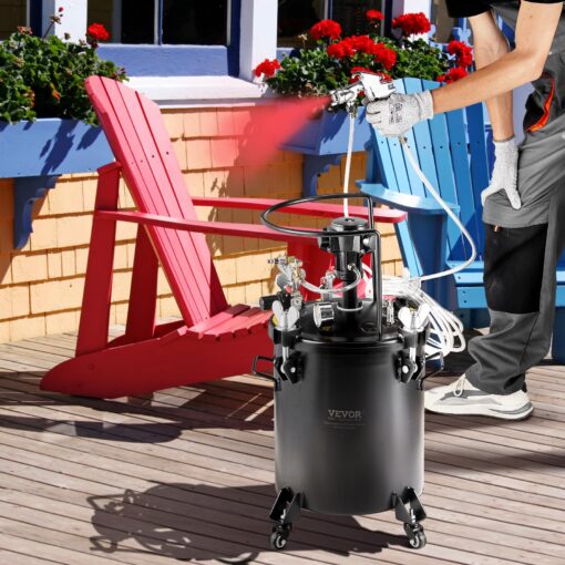 VEVOR Spray Paint Pressure Pot, 30 L/7.5 gal Fully Automatic Stirring Pressure Pot Tank, 70 psi Adjustale Pressure, Pressure Pot Paint Tank with Spray Gun and Hoses, for Home Decor Industry Painting - Image 3