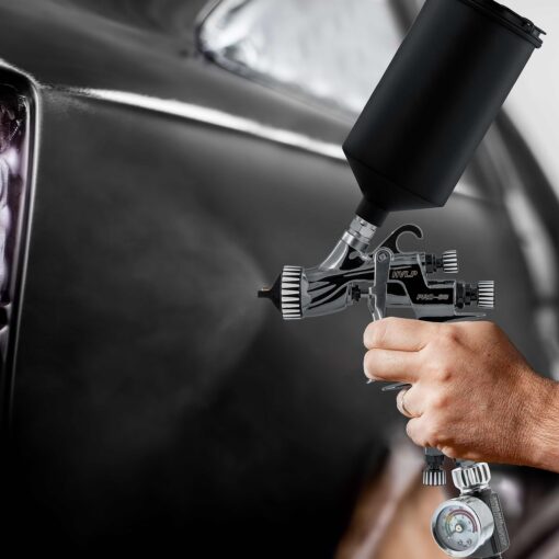 Master Elite Performance PRO-88 Series HVLP Spray Gun Ultimate Kit with 3 Fluid Tip Sets 1.3, 1.4 and 1.8mm and Air Pressure Regulator Gauge, MPS Cup Adapter - Automotive Basecoats, Clearcoats - Image 2