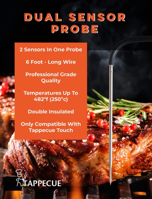 Tappecue Touch Wi-Fi Meat Thermometer with 1 x Dual Sensor Probe and 1 x AirProbe for Cooking, Internet Enabled Cloud Storage & Alarm, Works with Android & iOS Apps - Image 2