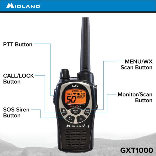Midland GXT1000VP4 50 Channel GMRS Two-Way Radio - Up to 36 Mile Range Walkie Talkie - Black/Silver (Pack of 6) - Image 9