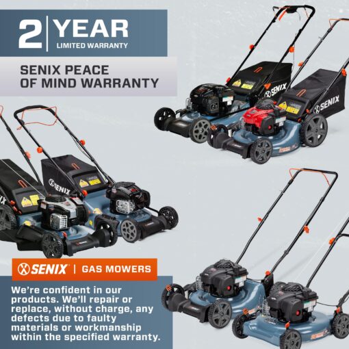SENIX LSPG-M7 21-Inch Gas Push Lawn Mower with 140 cc 4-Cycle Briggs & Stratton Engine, Bagging, Mulching, and Side Discharge, 6-Position Dual Lever Height Adjustment - Image 2