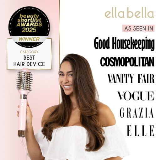 ELLA BELLA® 6 in 1 Professional Hot Air Styler • Powerful Hair Dryer & Straightener Set • Styling Without Heat Damage • Fast Drying Curling Volumizing Straightening • Protective Travel Case (Pink) - Image 7
