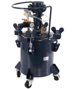 TCP Global 2-1/2 Gallon - 10 Liter Pressure Pot Paint Tank: Heavy Duty Solid Steel, Clamp on Lid with Air-Powered Mixing Agitator, Regulator & Pressure Gauge - Large Volume Painting & Autobody