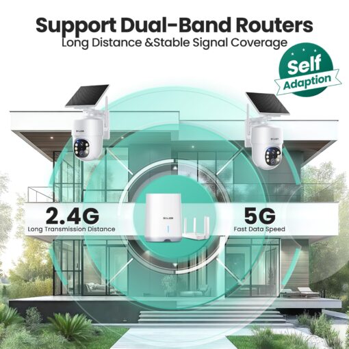 SOLIOM- True 5MP HD Security Cameras Wireless Outdoor, Solar Powered Home Security Camera with 360° Auto Tracking, Pan & Tilt, Spot Light Night Vision,2-Cam Pack, 5G & 2.4G Router, No Subscription - Image 4