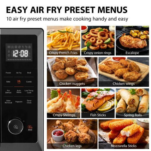 TOSHIBA Air Fryer Combo 8-in-1 Countertop Microwave Oven, with Convection, Broil, Odor Removal Mode, 12.4" Position Memory Turntable, Child-Lock, 1.0 Cu.ft, Black Stainless Steel, ML2-EC10SA(BS) - Image 10
