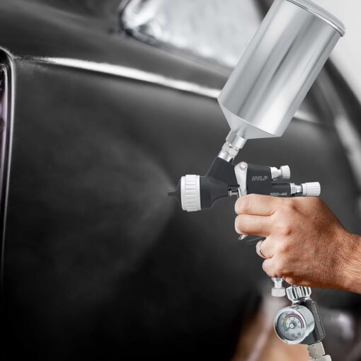 Master Elite High Performance PRO-44 Series HVLP Spray Gun Ultimate Kit with 4 Fluid Tip Sets 1.3, 1.4, 1.5 and 1.8mm and Air Pressure Regulator Gauge - Automotive Basecoats, Clearcoats, Primers - Image 2