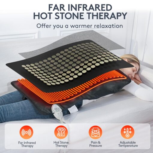 UTK Upgrade Far Infrared Heating Pad for Back, 153 Natural Jades Heating Pad for Pain, More Gemstones & Larger Heat Area, Smart Controller,Memory Function, Travel Bag Included, Medium: 31"x 21" - Image 7