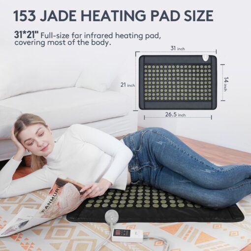 UTK Upgrade Far Infrared Heating Pad for Back, 153 Natural Jades Heating Pad for Pain, More Gemstones & Larger Heat Area, Smart Controller,Memory Function, Travel Bag Included, Medium: 31"x 21" - Image 9