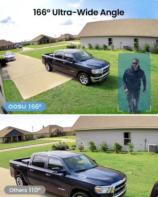 AOSU Security Cameras Wireless Outdoor Home System, True 2K HD Night Vision, No Subscription, 240-Day Battery Life, 166° Wide View, Spotlight & Siren Alarm, Motion Alert, Support 2.4G & 5G WiFi Router - Image 6