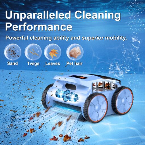 (2025 New) Robotic Pool Vacuum, Robotic Pool Cleaner for Inground Pools, Smart Navigation, Floor/Wall/Waterline Cleaning, 150 Mins Runtime for Pool Up to 2000 Sq.ft - Image 9