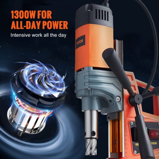 VEVOR Mag Drill Press, 1300W 1.57" Boring Diameter, 2922lbf Power Portable Magnetic Drill, 810 PRM, Electric Drilling Machine for Metal Surface, Industrial and Home Improvement - Image 9