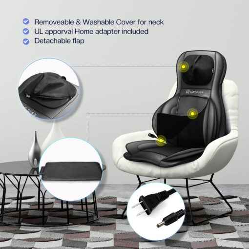 COMFIER Shiatsu Neck Back Massager with Heat,2D/3D Massage Chair Pad with App Control,Deep Tissue Kneading Massage Chair Pad with Compression,Chair Massager for Full Body,Gifts for Mom,Dad, Black - Image 2
