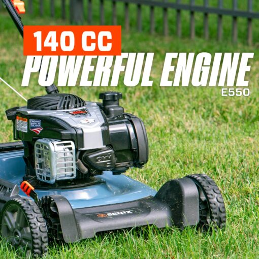SENIX LSPG-M7 21-Inch Gas Push Lawn Mower with 140 cc 4-Cycle Briggs & Stratton Engine, Bagging, Mulching, and Side Discharge, 6-Position Dual Lever Height Adjustment - Image 8