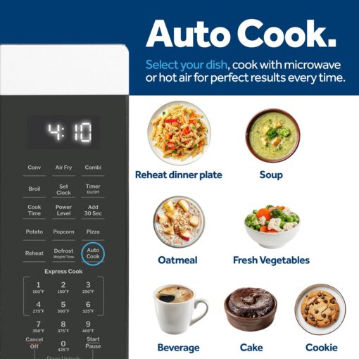 GE GCST10A1WSS 4-in-1 Microwave Oven, 1,050 Watts Air Fryer, Broiler & Convection Mode, Kitchen Essentials for The Countertop or Dorm Room, Child-Lock Technology 1.0 Cu. Ft, Stainless Steel - Image 3