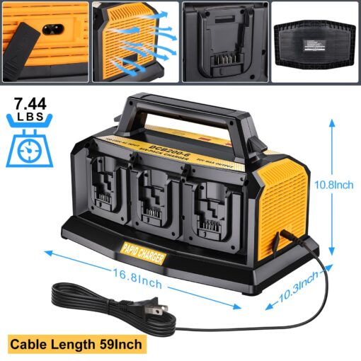 Adisipsoarin Super Battery Charger for Dewalt 20v Battery, 6-Ports Simultaneous Rapid Charger Station Compatible with Dewalt 20v Lithium Ion Battery and Tools DCB104 Charger - Image 2