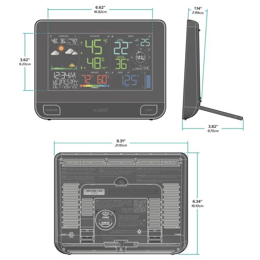 La Crosse Technology Professional Smart Wi-Fi Weather Station with Remote Monitoring (400 Foot Range), Wind and Rain Gauges, Temperature and Humidity Sensors, and Forecasting - V42-PRO-INT - Image 6